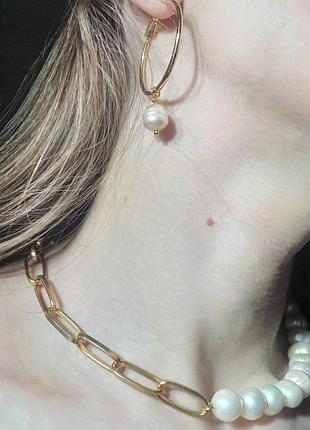 Чокер-цепь из натурального жемчуга
