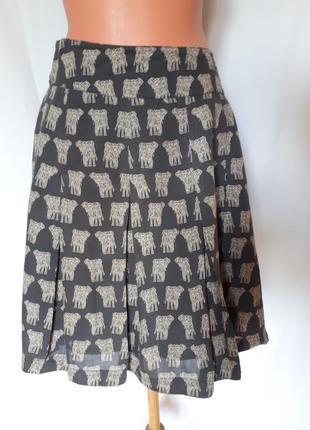 Легкая хлопковая юбка - миди в слоны fat face ( размер 12)