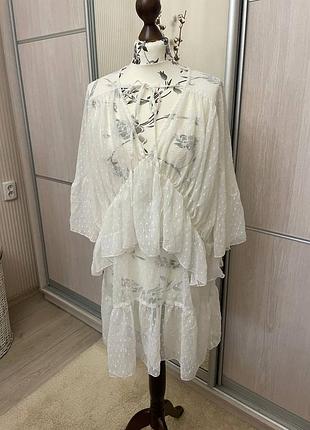 Шикарная слоистая туника пляжная накидка, короткое платье в стиле zara2 фото