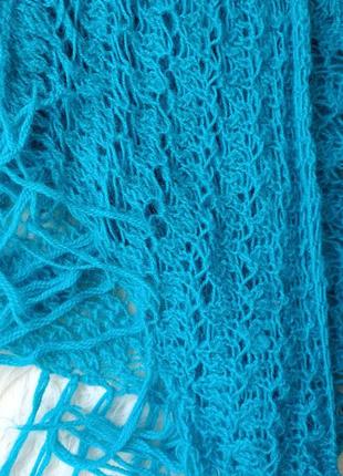 Голубой платок шарф паутинка ручная работа3 фото