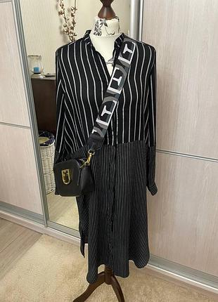 Удлинённая рубашка, полосатая длинная платье в стиле zara