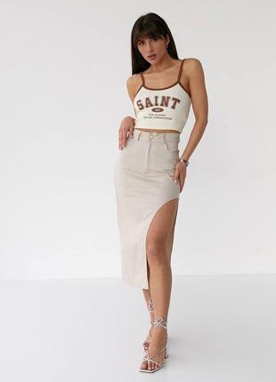 Юбка юбка женская коттоновая с вырезом
