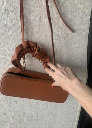 Прямокутна коричнева сумка саквояж2 фото