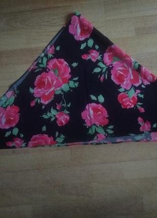 Платок шарф шаль платочка платок бандана цветочный черный2 фото