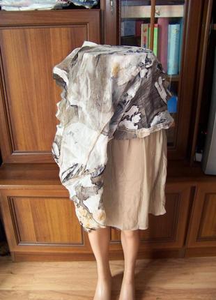 Шифоновая юбка с воланами молнией и подкладкой в бежевых тонах ml6 фото