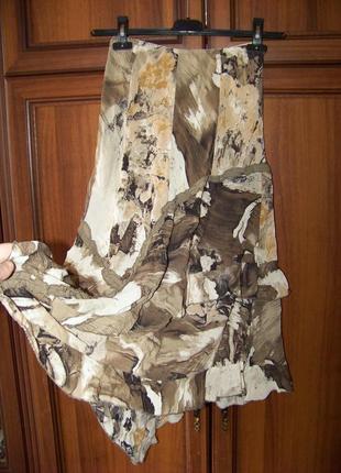 Шифоновая юбка с воланами молнией и подкладкой в бежевых тонах ml2 фото