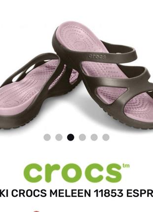 Crocs meleen w6 крокси коричневі шльопанці