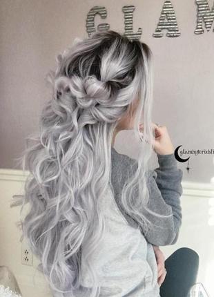 Волосы на заколках, grey.