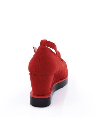 Туфли на танкетке с круглым носком эко замша коричневые голубые красные8 фото