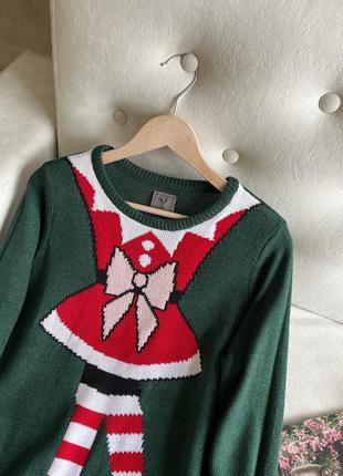 Новогодний зеленый свитер эльф6 фото