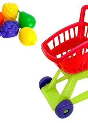 Візок покупця з фруктами червоний