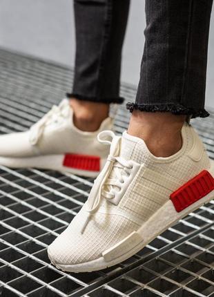 Кроссовки adidas nmd_r1 off white lush red1 фото