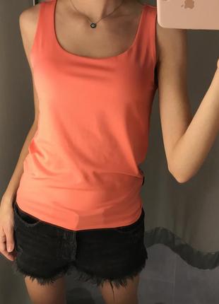 Якісна персикова подвійна безшовна майка в стилі zara basic amisu. xs-xl