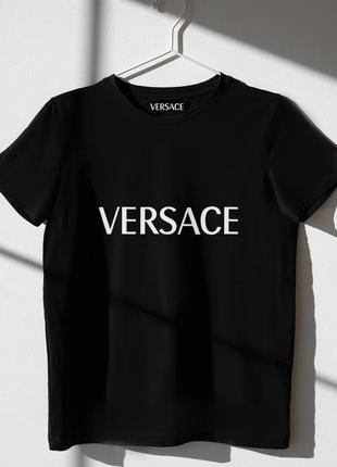 Женская футболка оверсайз oversize versace версаче чёрная2 фото