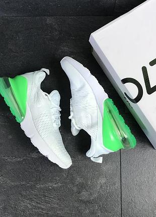 Кросівки чоловічі nike air max 270 в'єтнам текстильні білі з зеленим