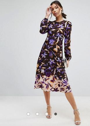 Жіноче літнє ошатне повсякденне плаття в принт квіти asos з рукавом вінтажне