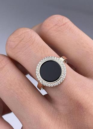 Каблочка серебряная 925 пробы и золотой пластиной 375 пробы, им оникс вставка цирконии