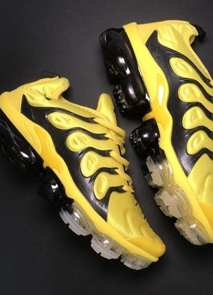 Новинка! желто чёрные кроссовки nike vapormax tn yellow black. все размеры!4 фото