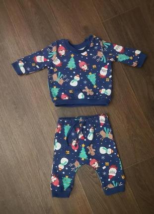 Новогодний спортивный костюм для новорожденного младенца 0-3 мес Новый год санта клаус