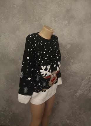 Чоловічий новорічний светр м 44 з оленям сніжинки новий рік різдво4 фото