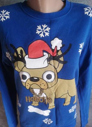 Чоловічий новорічний светр із мопсом новий рік різдво