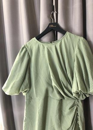 Шалфейно-зеленое платье макси в клетку с пышными рукавами asos design4 фото