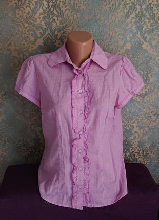 Красивая женская блуза с оборками хлопок  р.44 /46 блузка блузочка рубашка