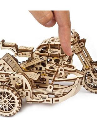 Механічні 3d пазли ugears - «мотоцикл scrambler ugr-10 з коляскою»5 фото