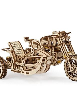 Механічні 3d пазли ugears - «мотоцикл scrambler ugr-10 з коляскою»7 фото