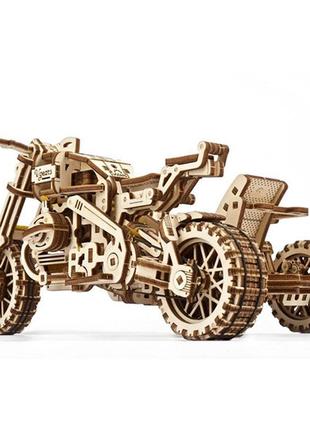 Механічні 3d пазли ugears - «мотоцикл scrambler ugr-10 з коляскою»8 фото