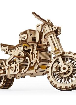 Механічні 3d пазли ugears - «мотоцикл scrambler ugr-10 з коляскою»2 фото