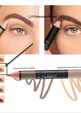 Avon. олівець для брів. brow line + light duo pencil2 фото