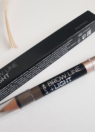 Avon. олівець для брів. brow line + light duo pencil3 фото