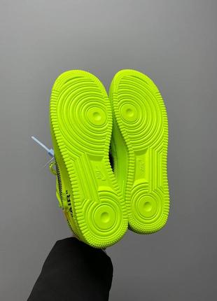Nike air force 1 x off white neon яскраві салатові текстильні чоловічі кросівки найк брендовые кроссовки найк салатовые неоновые весна осінь літо10 фото
