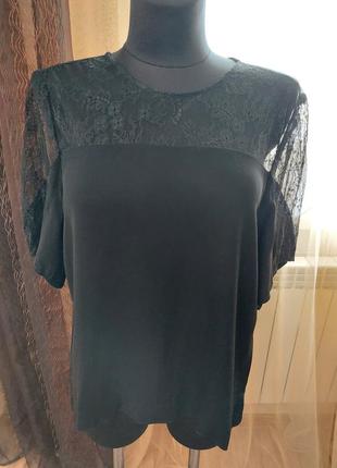 Блуза с чёрным кружевом zara9 фото