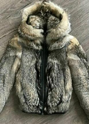 Шуба куртка полушубок меховой мех волк волчий