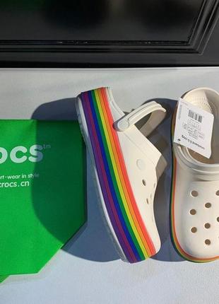 Crocs crocband™ platform rainbow платформа радуга кроксы женские