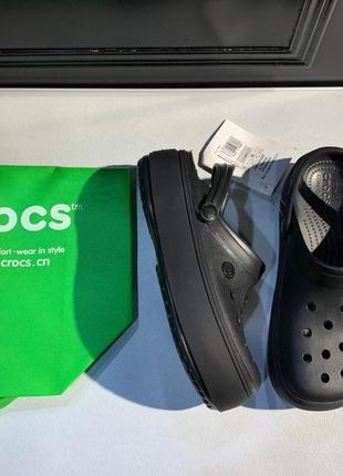 Crocs crocband platform clog черные кроксы на платформе женские. оригинал сабо крокс