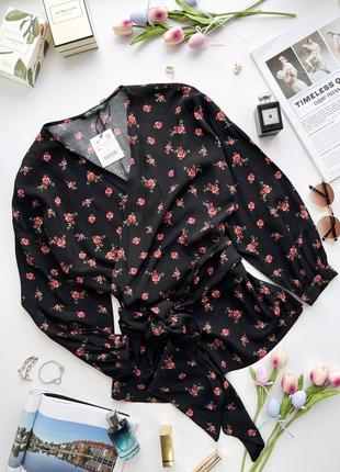 Блуза кимоно на запах в мелкий цветок zara2 фото