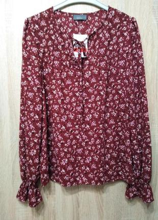 Блуза бордо у квітковий принт німеччина5 фото