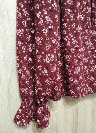 Блуза бордо у квітковий принт німеччина6 фото