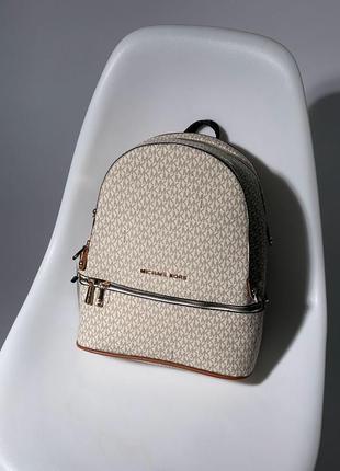 Сумка рюкзак в стиле michael kors petterned beige/brown6 фото