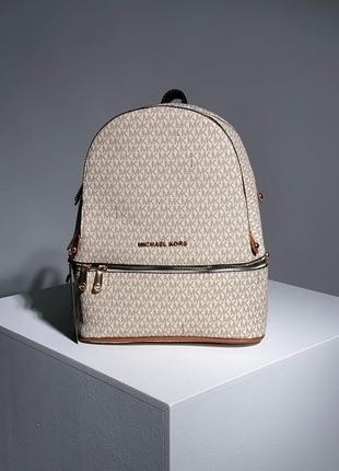 Сумка рюкзак в стиле michael kors petterned beige/brown7 фото