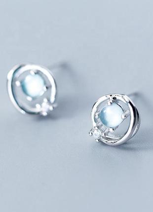 Серебряные серьги планета