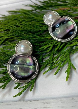 Серьги опал жемчуга жемчуг винтаж