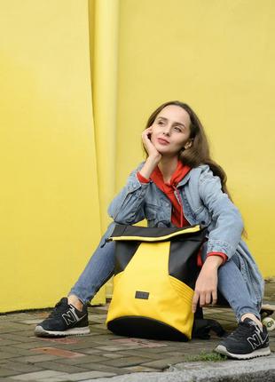 Рюкзак ролл sambag rolltop x чорний з жовтим10 фото