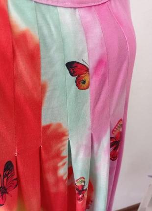 Платье трапеции в бабочки,стильное, разноцветные4 фото