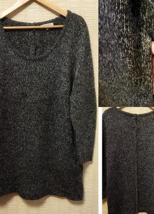 Теплое платье туника с карманами,  с мохером