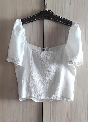 H&m льняная белая блуза l6 фото