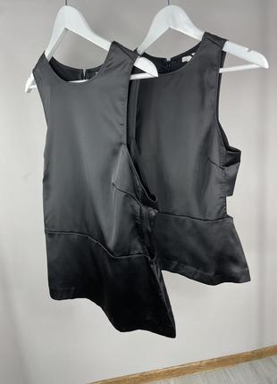 Шелковая блуза-майка черного цвета от h&amp;m,xs и xl,новые1 фото